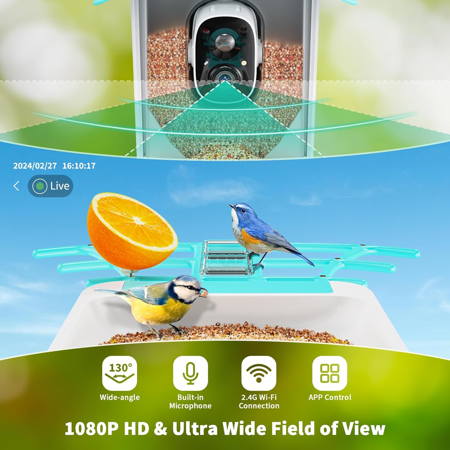 Karmnik dla Ptaków z Kamerą WiFi VicoHome G02 – Smart Bird Feeder z Panelem Solarnym i AI