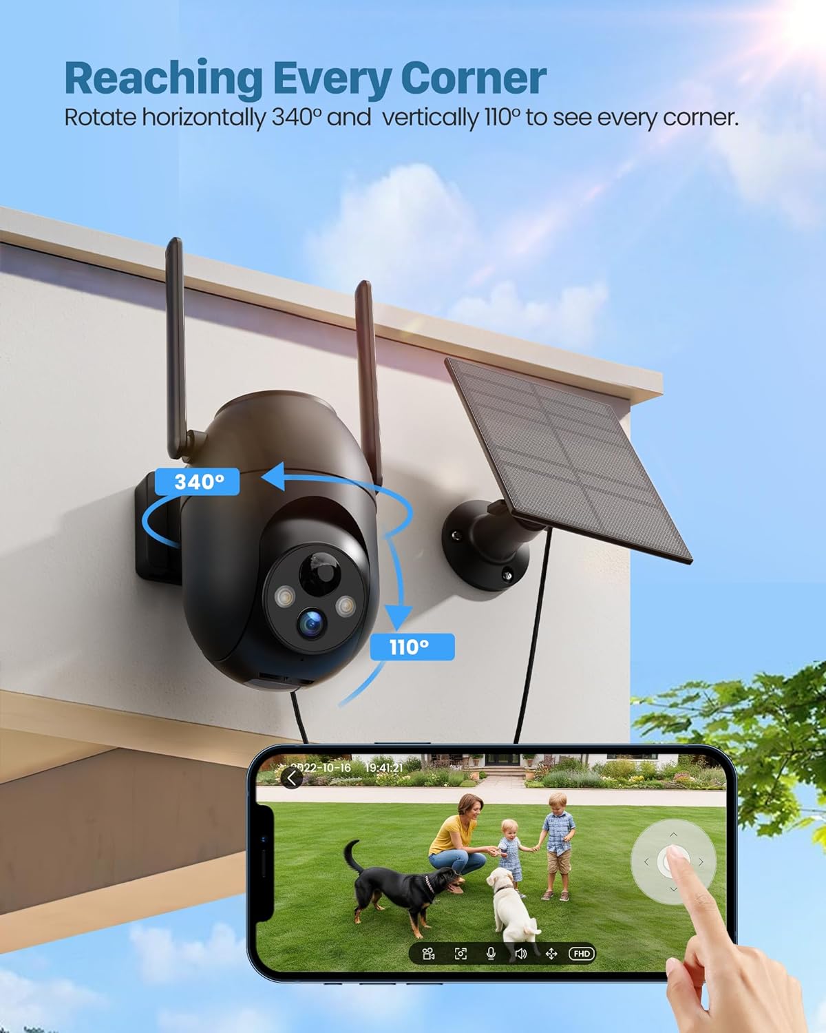 Kamera Obrotowa 360° WiFi 2K VicoHome CQ1/B – Bezprzewodowa Kamera Zewnętrzna IP z Panelem Solarnym do Monitoringu Domowego
